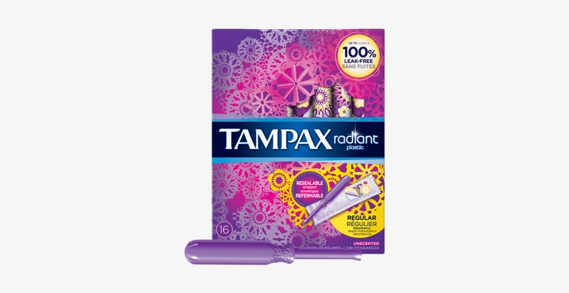 Buy Tampax Radiant 16-18 Count For $8 - Tampax Pearl Radiant Regular, transparent png