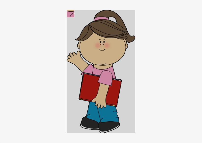 Book Clip Art Girl Walking Away Clipart - Girl With Cat Clipart, transparent png