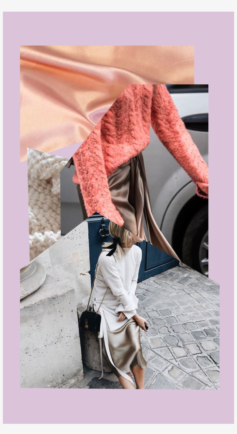 Fashion Style Collage Satin And Knitwear Street Style - Snapshot, transparent png