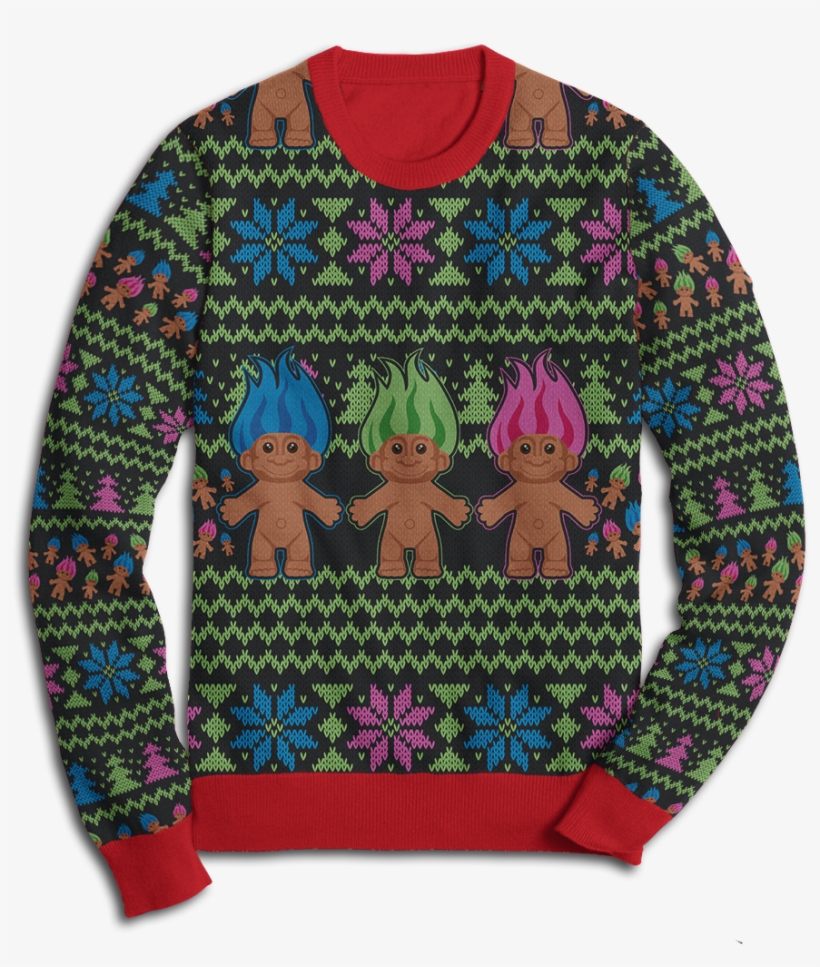Fuzzy Hair Holiday Troll Fleece Sweatshirt - Fuzzy Hair Sweater Trolls Apparel, transparent png