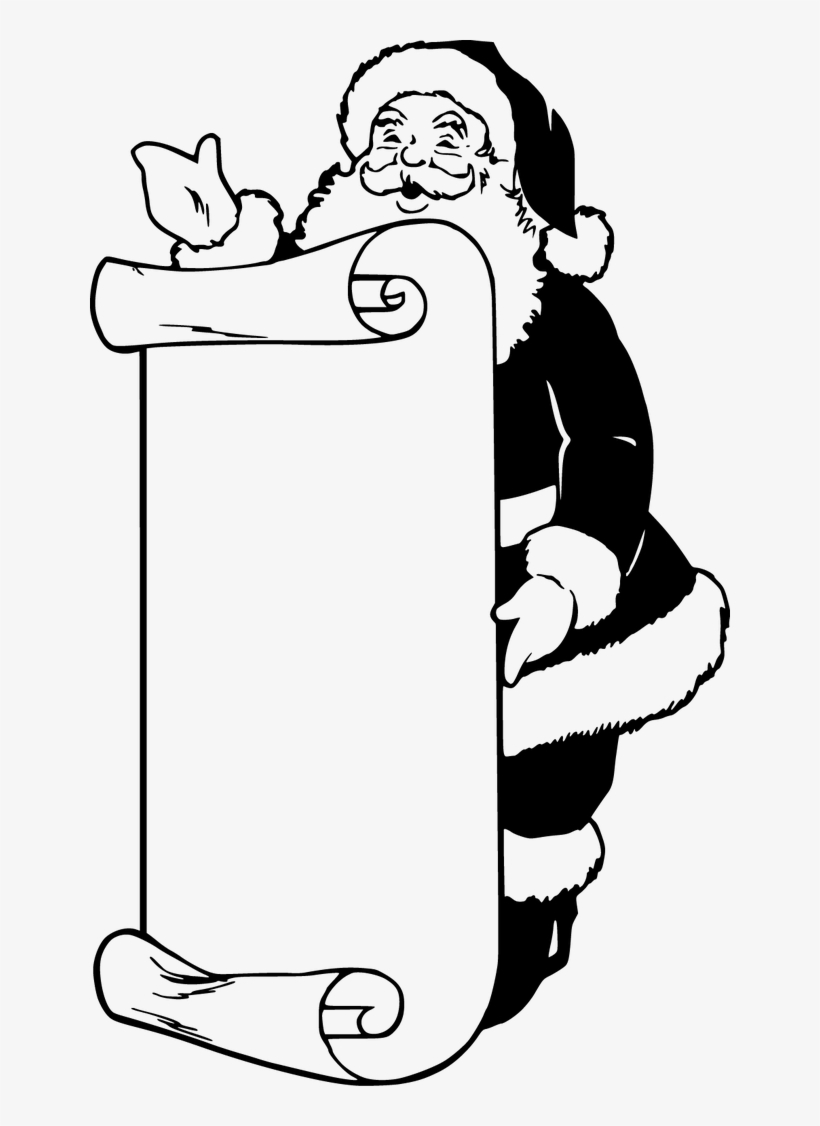 Father Christmas With A Scroll Digital Stamp - Santas List, transparent png
