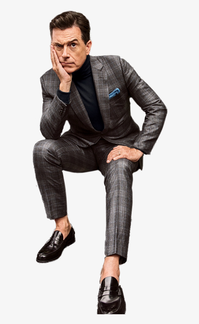 Personstephen Colbert Looking - Sitting, transparent png