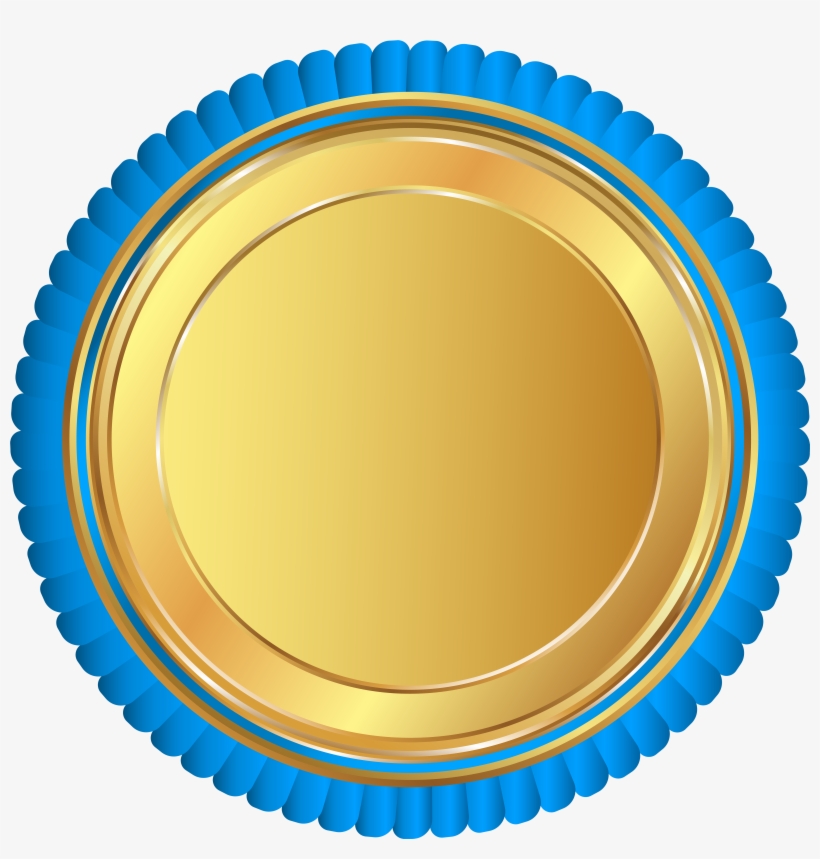 Amazing Blue Gold Seal Badge Png, transparent png