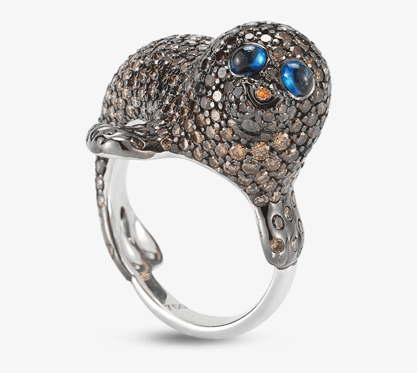 Roberto Coin Animalier 18k White Gold Seal Ring - Engagement Ring, transparent png