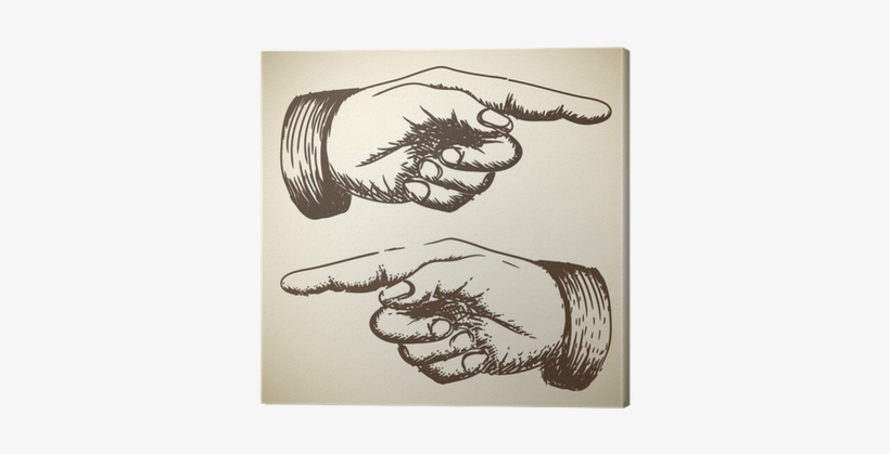 Vector Retro Vintage Pointing Hand Canvas Print • Pixers® - Don T Blame Your Behavior On Someone Else, transparent png