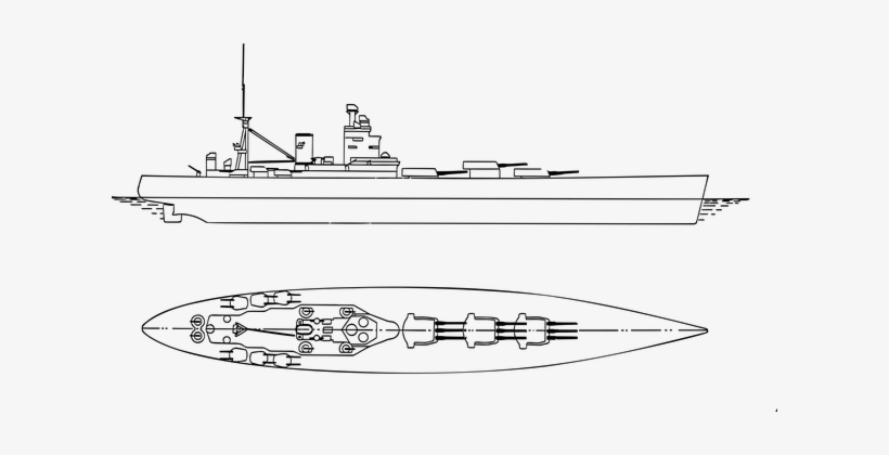 Battleships, Britain, British, Combat - Outline Of A Battleship, transparent png