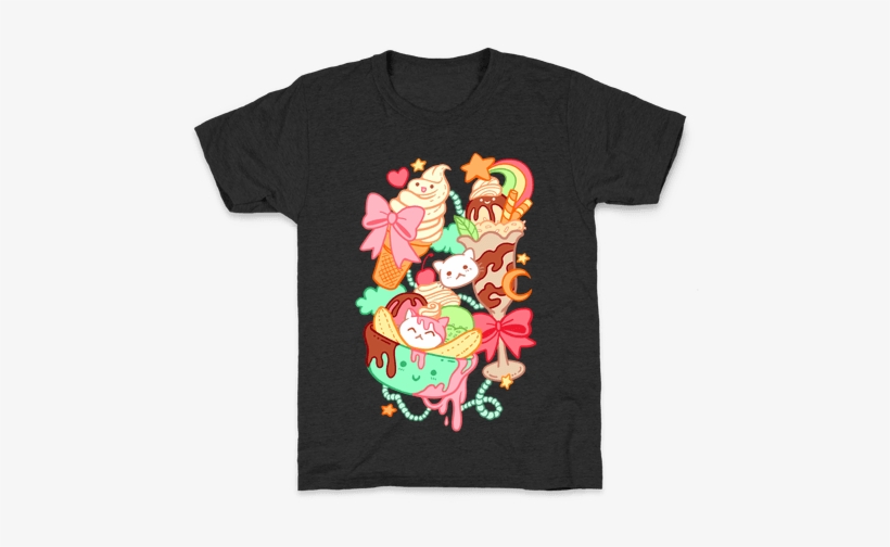 Cute Cat Sundae & Kawaii Ice Cream Kids T-shirt - Cute Cat Sundae & Kawaii Ice Cream Tote Bag: Funny, transparent png