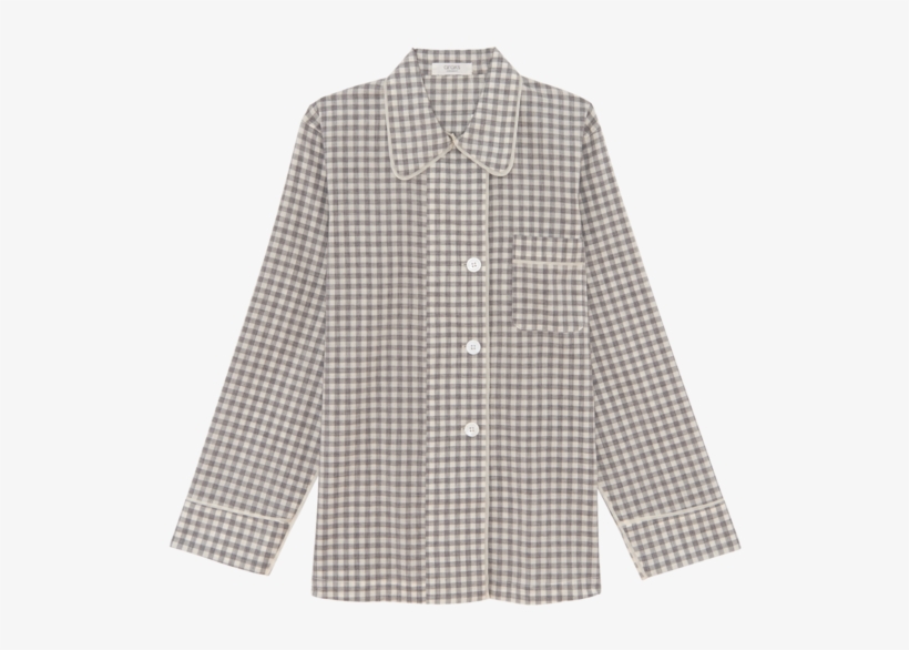 Kate Pajama Top Fog Gingham - Shirt, transparent png