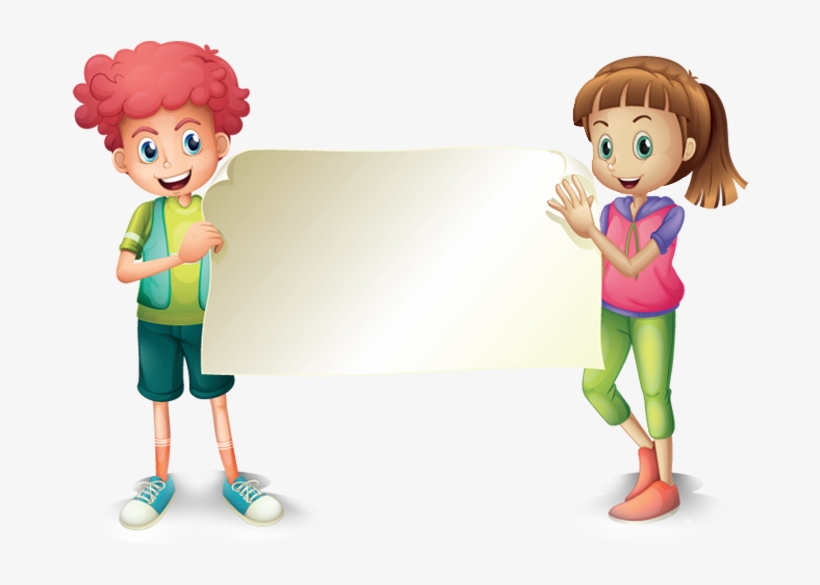 Ninos Mensaje - Dos Niños Agarrando Un Cartel, transparent png