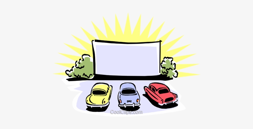 Drive-in Movie Theatre Royalty Free Vector Clip Art - Drive In Movie
