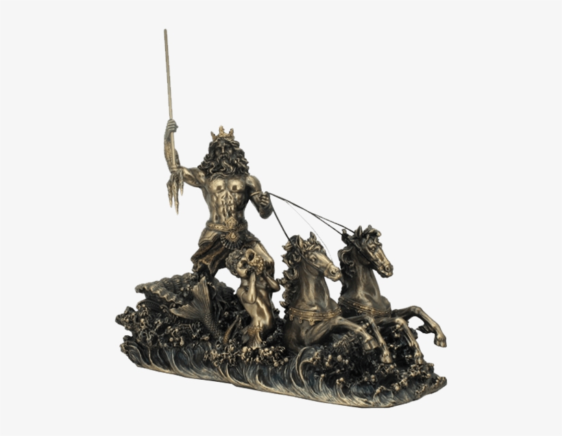 Poseidon On Hippocampus Chariot Statue - Poseidon Chariot, transparent png