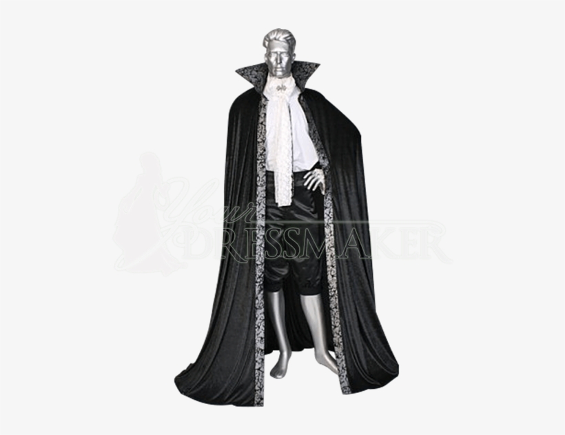 Black And Silver Dracula Cape - Black And White Medieval Robe, transparent png