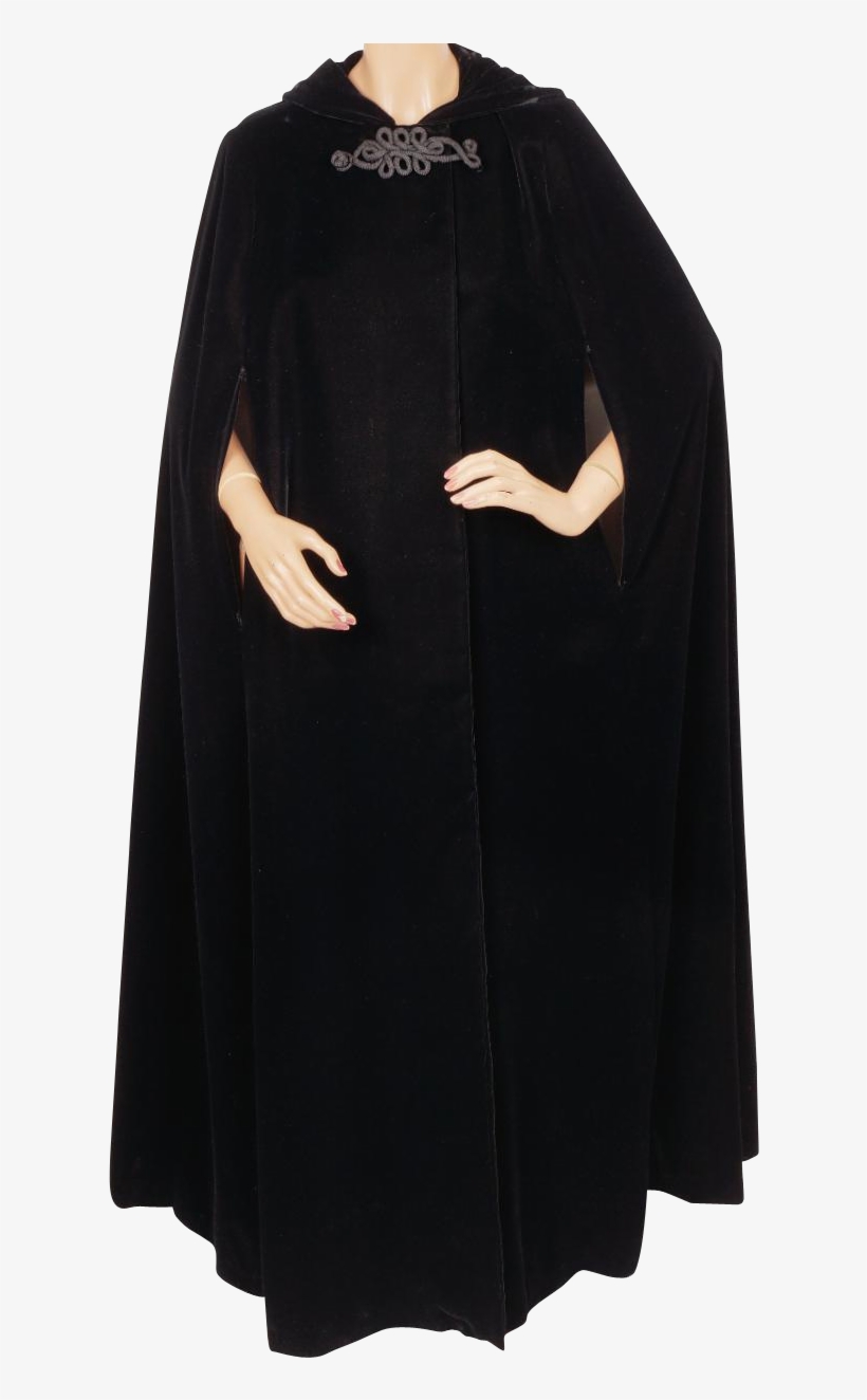 Vintage 1970s Black Velvet Cape With Hood By Trianon - Costume, transparent png