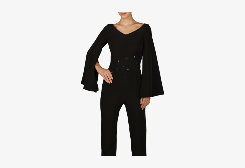 Black Cape Sleeves Jumpsuit - Cape, transparent png