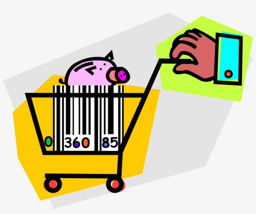 Vector Illustration Of Hand Pushes Shopping Cart With - Abandonment Rate, transparent png