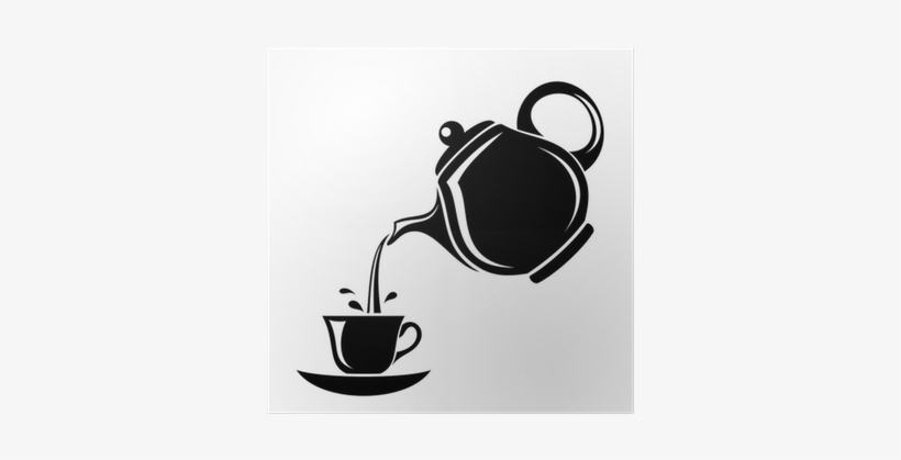 Black Silhouette Of Teapot And Cup - Teapot And Cup Clipart, transparent png