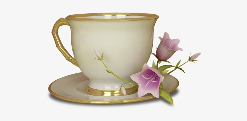 Cream And Gold Tea Cup With Pink Flower Large Transparent - Whatsapp Good Morning Tamil Kavithai, transparent png