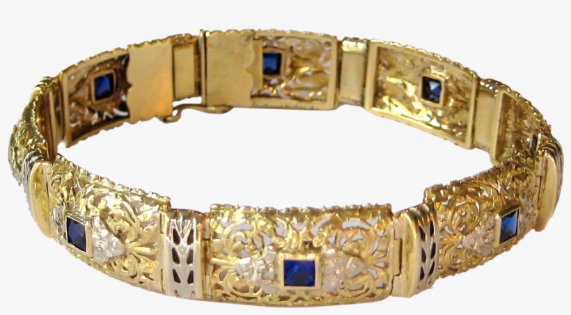 Elaborate Vintage 18 Karat Gold Bracelet, transparent png