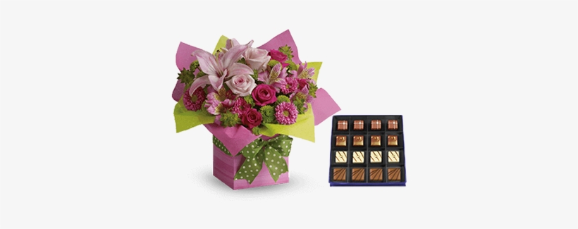 Pretty Pink Present Bouquet With Guilty Pleasures Chocolate - Happy Birthday Sylvia Flowers, transparent png