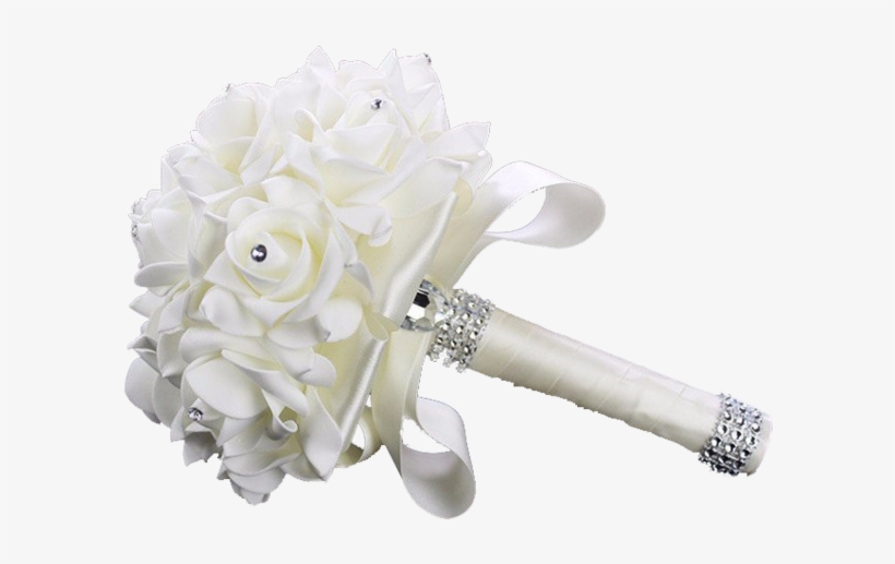 100% Hand-made Silk Rose With Rhinestone For Wedding - Flower Bouquet, transparent png