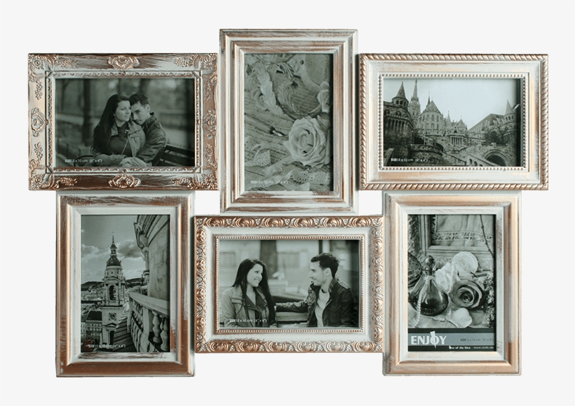 Frame For 6 Pictures White And Gold - Out Of The Blue, transparent png