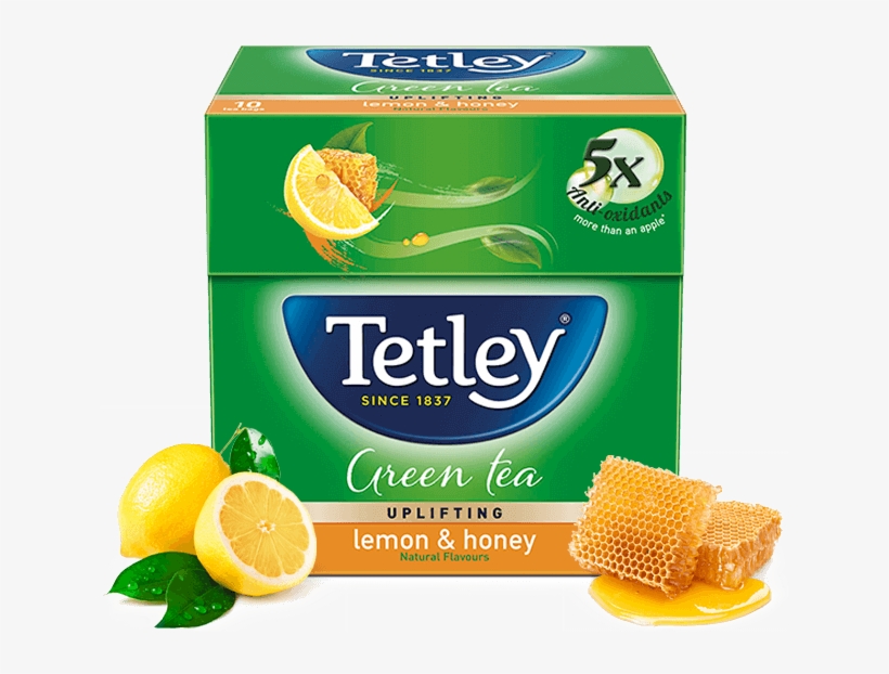 Green Tea Lemon & Honey 10s - Tetley Green Tea Lemon And Honey 100 Tea Bags, transparent png