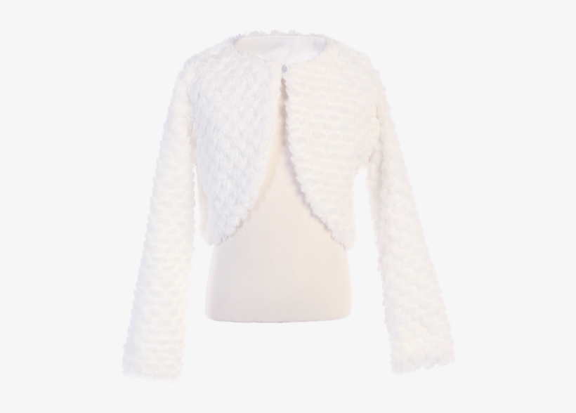 White Faux Fur Girls Bolero Jacket For Occasion Wear - Clothes Bolero Png, transparent png