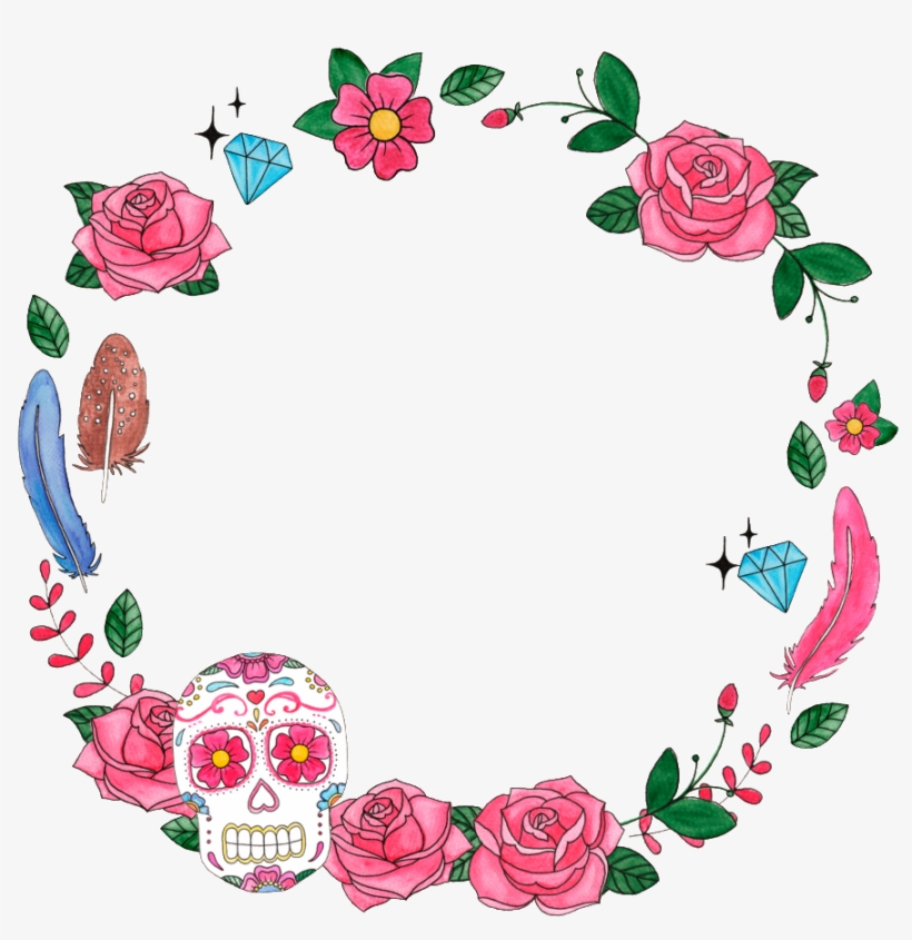 Hand Painted Colorful Flower Headdress Decorative - Namenstasse - Wild Flower Skull, transparent png