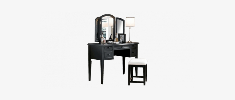 Modern Dressing Table With Mirror And Front Storage - Black Vanity Mirror, transparent png