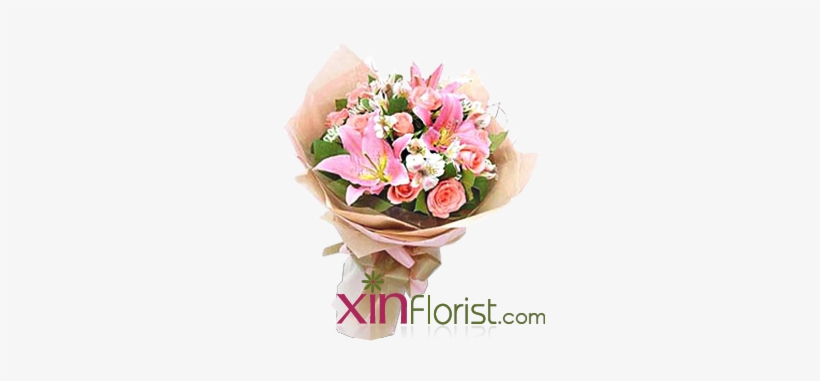 1 Stalk Stargazer & 6 Stalks Roses - Xin Florist & Gifts Centre, transparent png