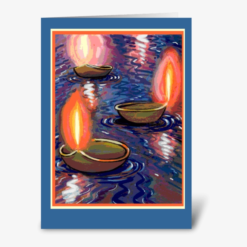 Diwali Floating Candles Greeting Card - Diwali Three Floating Candles, Holiday, India Card, transparent png