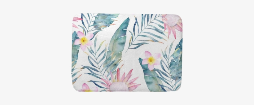 Watercolor African Protea And Tropical Leaves Pattern - Protea Flower, transparent png