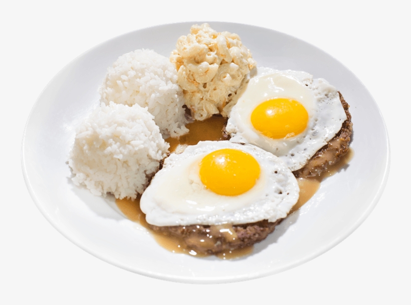 Two Eggs Sunny Side Up On Two Hamburger Patties Smothered - Loco Moco L And L, transparent png