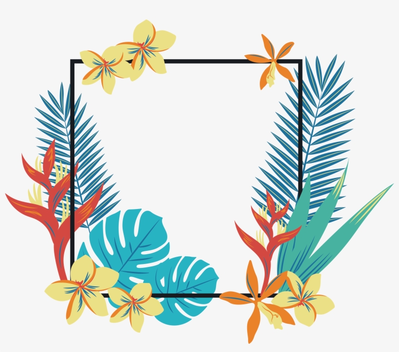 Tropics Geometry Quadrilateral Clip Art - Tropical Flowers Border Png, transparent png