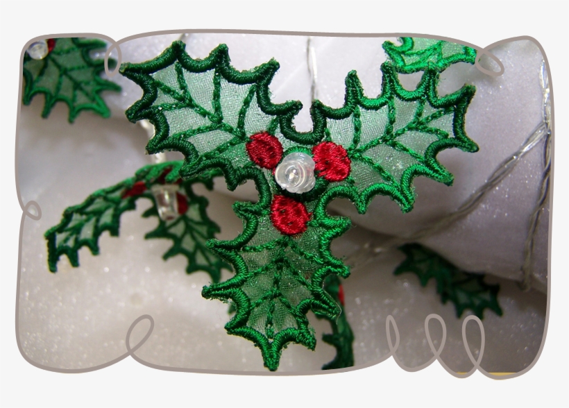 3d Holly String Lights - Machine Embroidery, transparent png