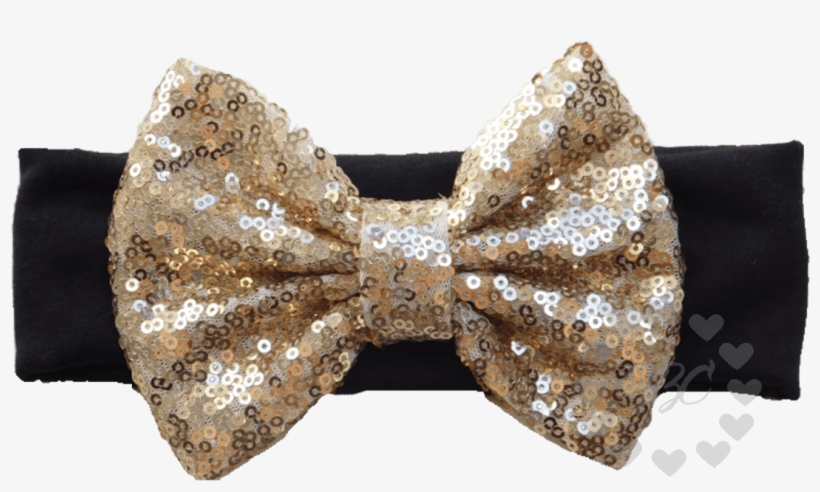 Black Headband With Gold Sequin Bow - Paisley, transparent png