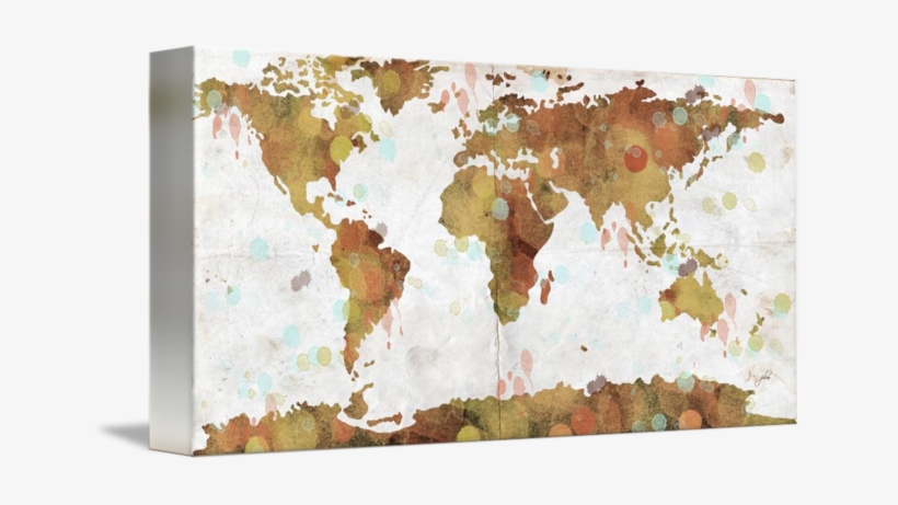 "world Map Watercolor " By Paulette Wright, - Gallery-wrapped Canvas Art Print 16 X 8 Entitled World, transparent png