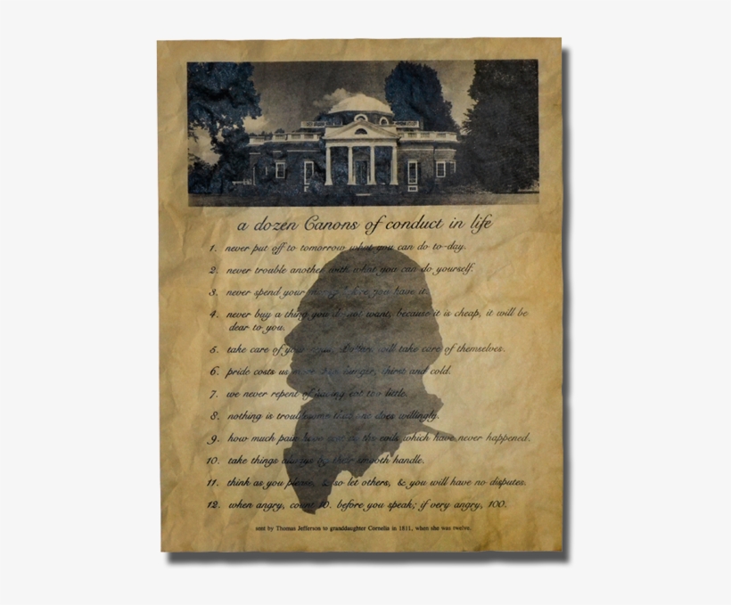 Thomas Jefferson, Cannons Of Conduct In Life - Thomas Jefferson, transparent png