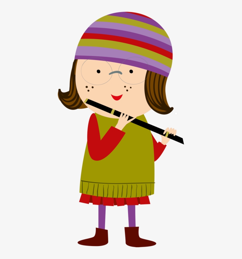 Clip Art Black And White Library Personnages Illustration - Play Flute Cartoon, transparent png