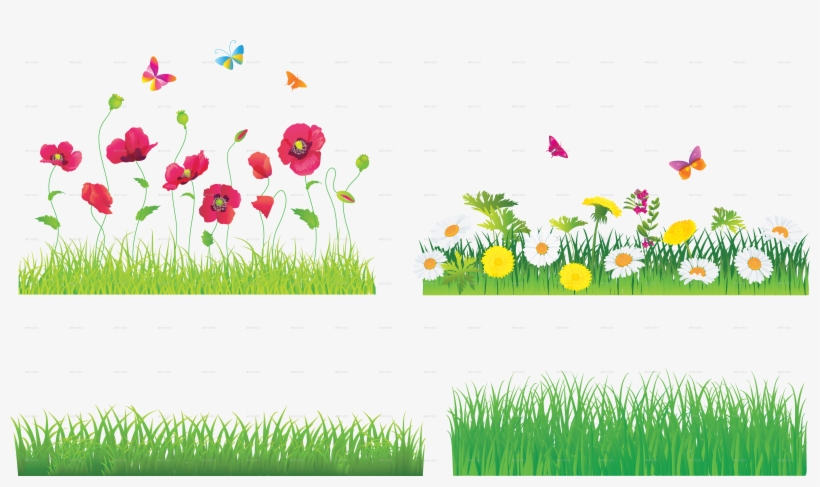 Grass And Flower Set - Png Grass And Flowers, transparent png