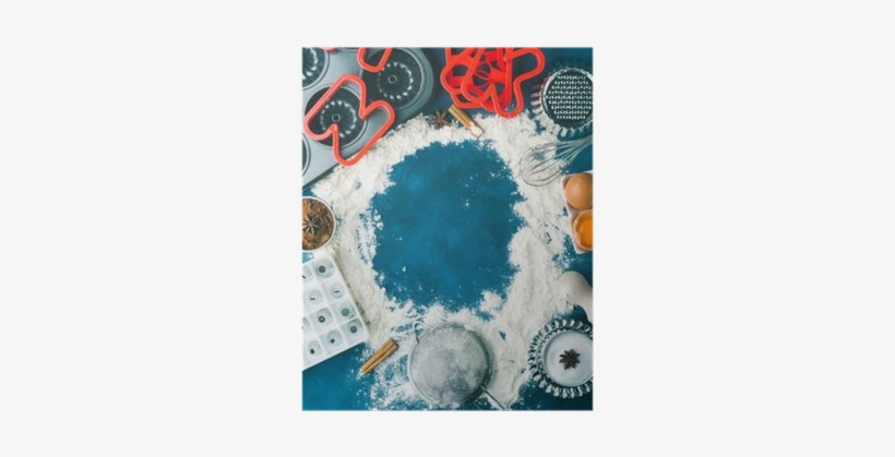 Flour Frame Baking Concept Background On Dark Blue - Flour, transparent png