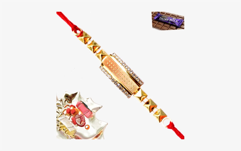 Gold Plateed Rakhi With Diamand - Fair Trade Dairy Milk, transparent png