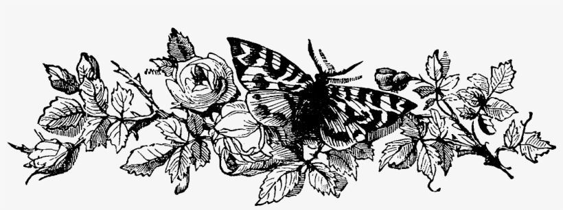 Vintage Flower Clipart Graphic Design Art Pencil And - Black Flower Vintage Png, transparent png