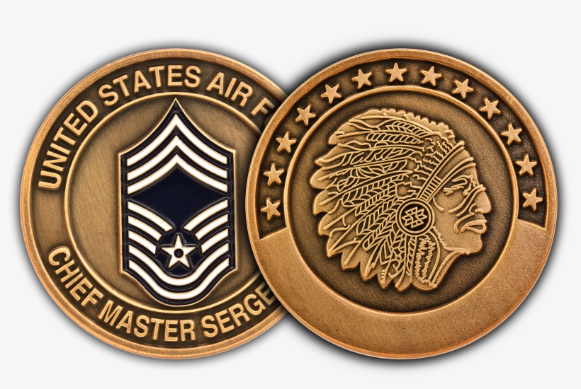 Chief Master Sergeant Bronze Challenge Coin, Engravable, transparent png