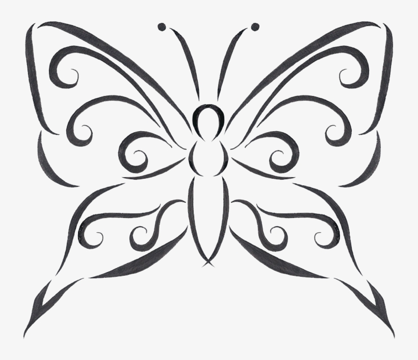 Butterfly Tattoo Designs Transparent - Butterfly Design Drawing With Lines, transparent png