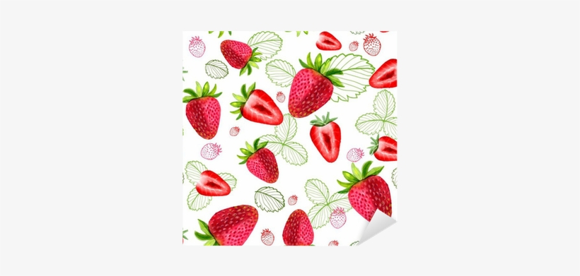 Strawberry Seamless Patterns Sliced Fruit Leaves Watercolors - Strawberry Patterns, transparent png
