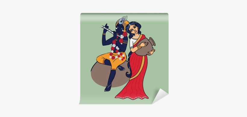 Cartoon Hindu Gods Krishna And Radha - Cartoon Radha & Krishna, transparent png