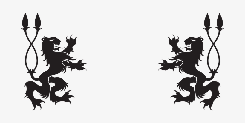 Lions, Doubletail, Facing, Watching - Medieval Free Vector, transparent png