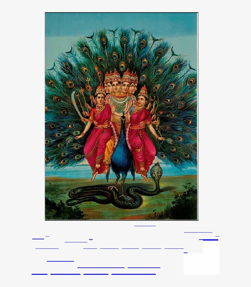 According To 'aumaram Lord kanda Is The Supreme God - Raja Ravi Varma Famous Painting, transparent png