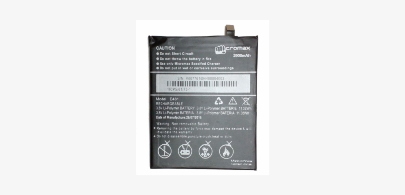 New Micromax Battery For Micromax Canvas 5 E481 2900 - Micromax Canvas 5 Battery, transparent png